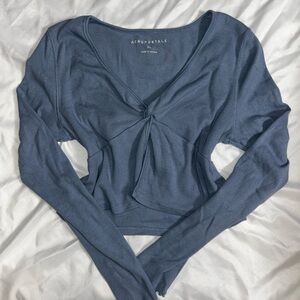 Aeropostale Women's Long Sleeve Blue Knot Top